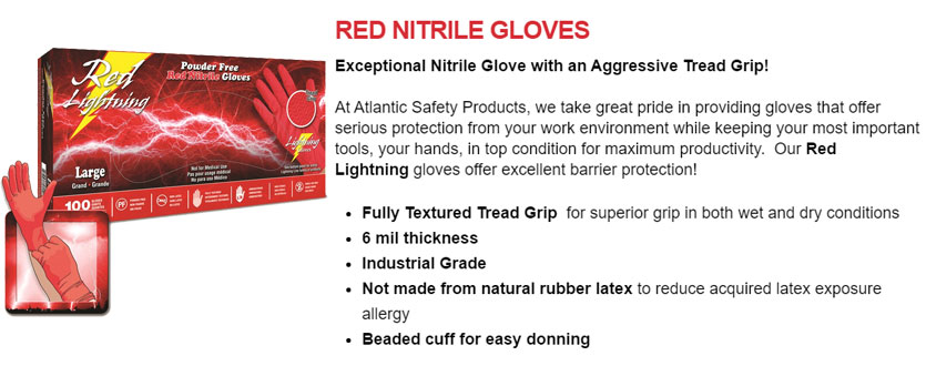 red lightning nitrile gloves